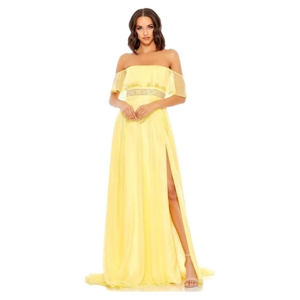 NWT Mac Duggal Ruffled Off-Shoulder A-line Dress